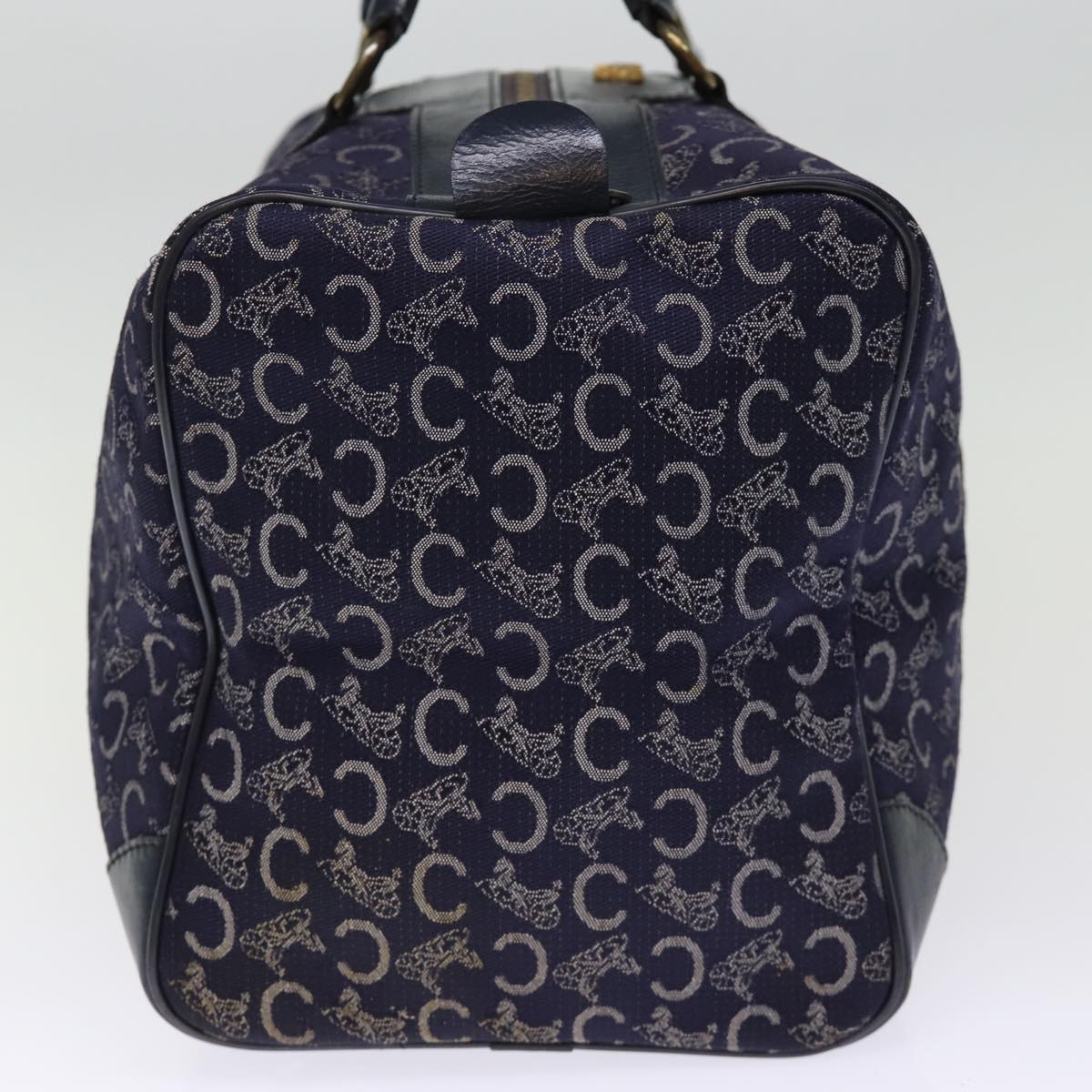 Luxury CELINE C Macadam Canvas Boston Bag Navy  74992