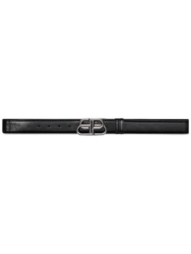 Luxury Balenciaga Trending 2026 BB Logo Reversible Leather Belt Black