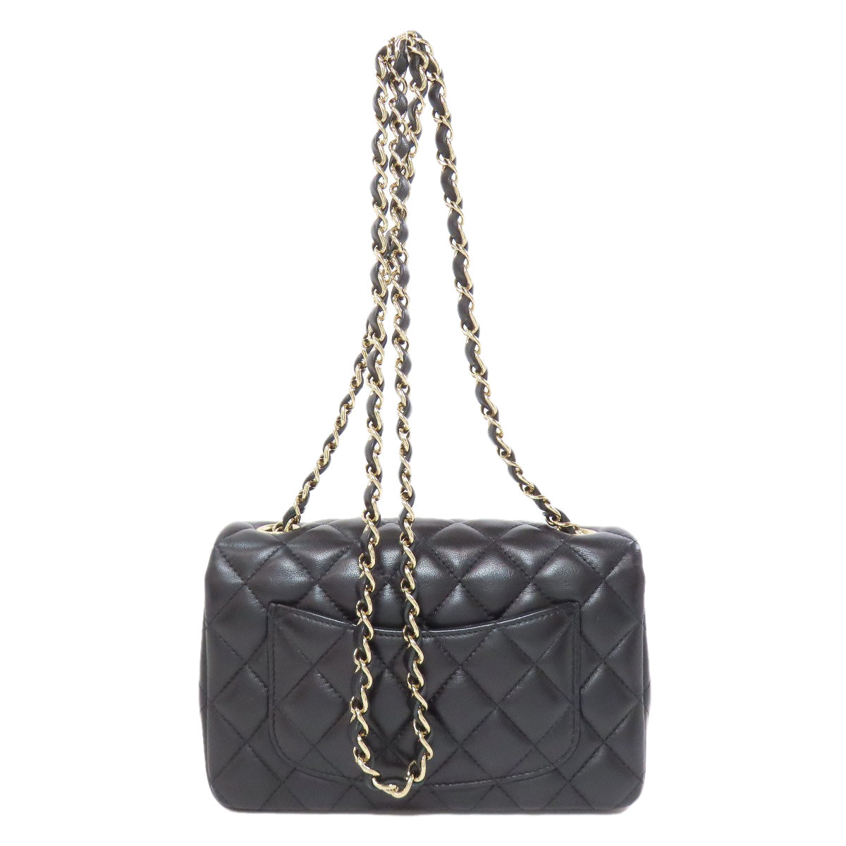 CHANEL Shoulder Bag lambskin black Matelasse Gold Metal