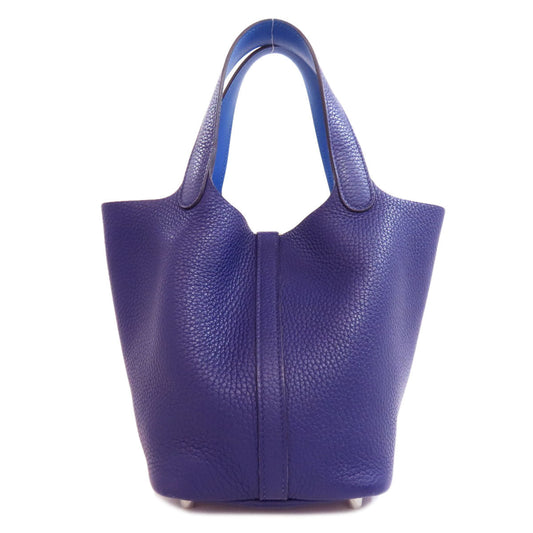 HERMES Handbag Taurillon Clemence Navy Picotin Lock Eclat PM SilverMetal Women Used