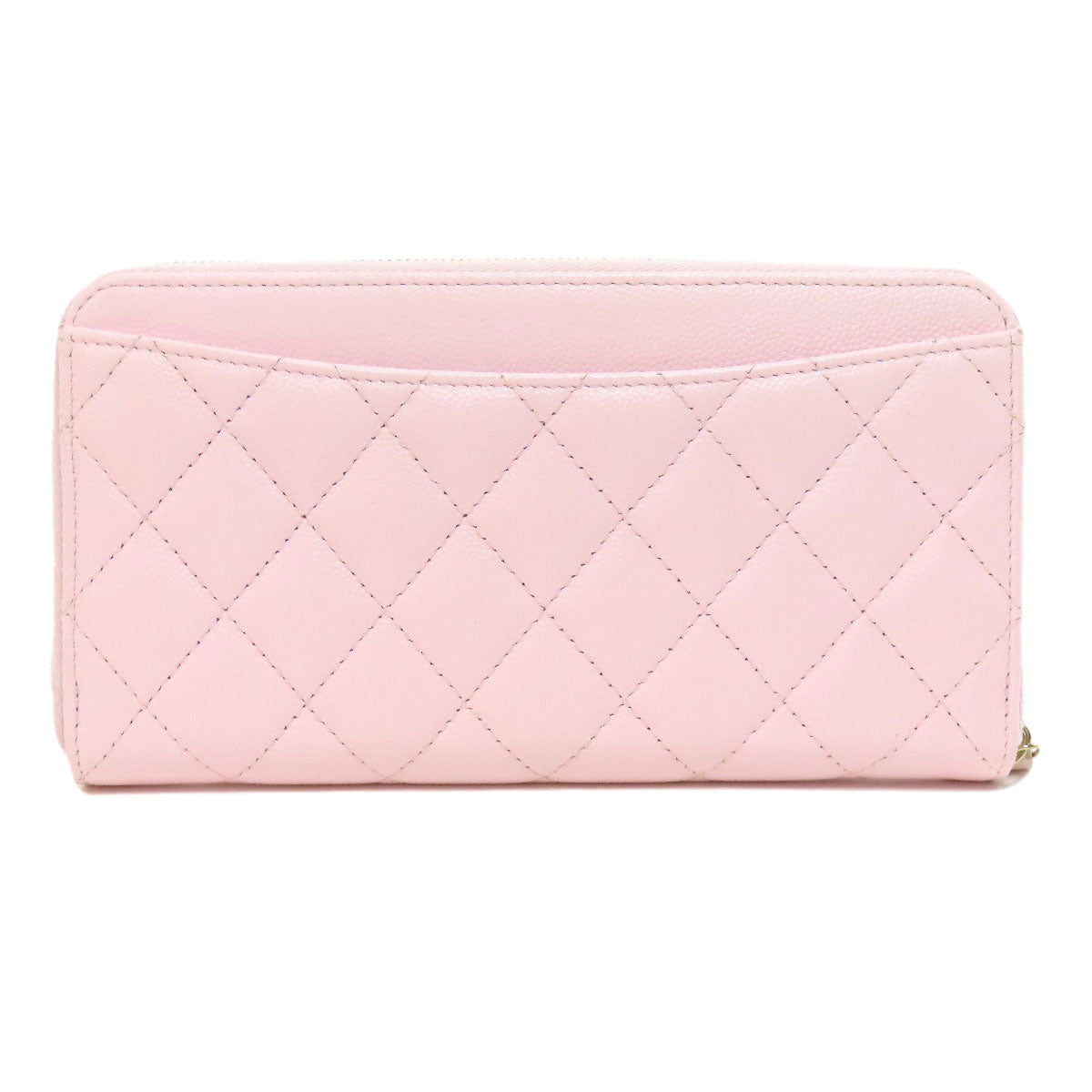 CHANEL Long Wallet Purse Grained Calfskin Skin pink Matelasse COCO Mark Gold Metal
