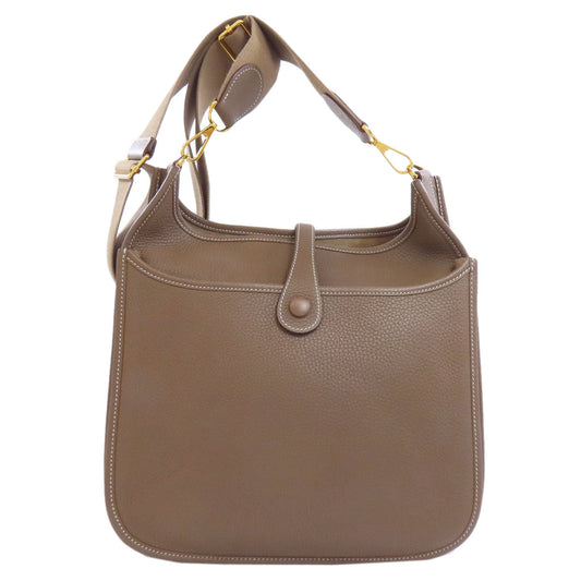 HERMES Shoulder Bag Taurillon Clemence beige Evelyn 3 PM Etoupe Gold Metal Women Used
