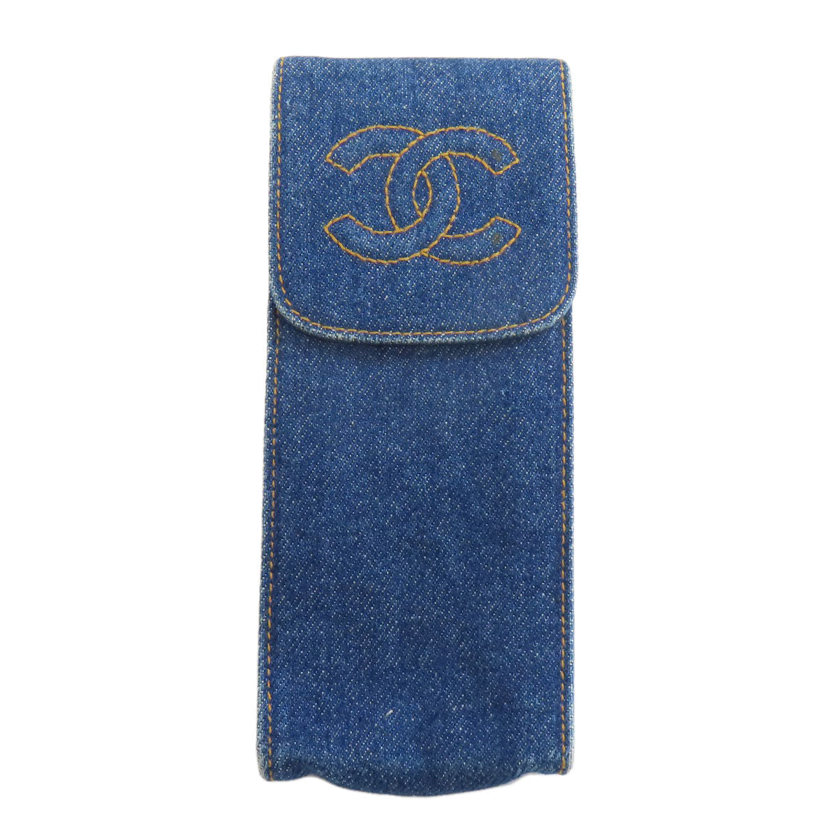 CHANEL glasses case denim blue COCO Mark Women