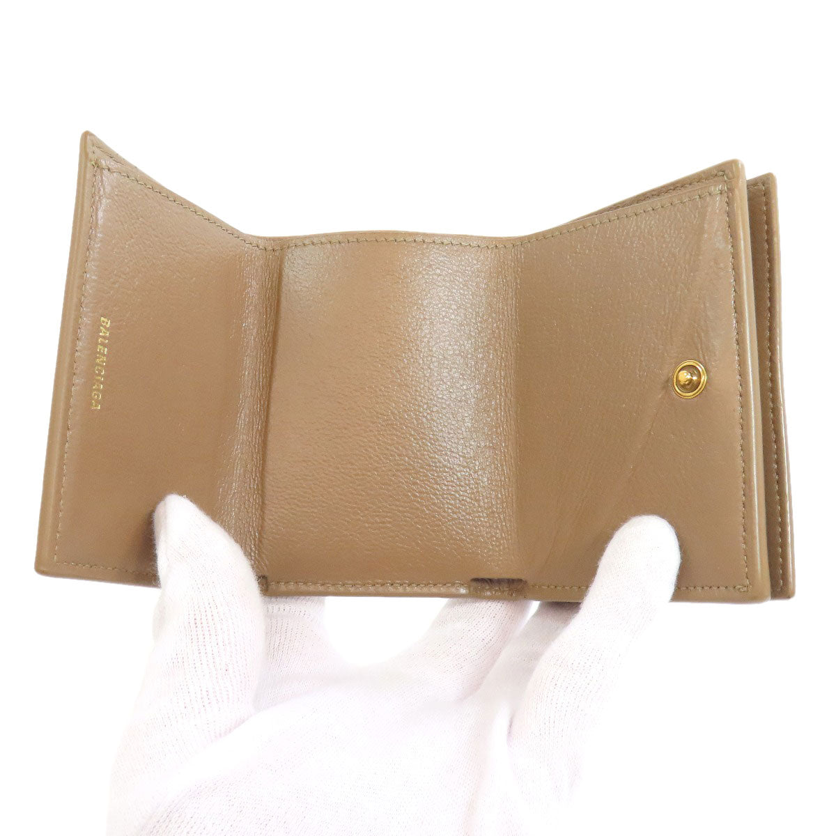 BALENCIAGA Bifold Wallet 594312 PVC Brown BB Tri-fold Wallet Women(Unisex)