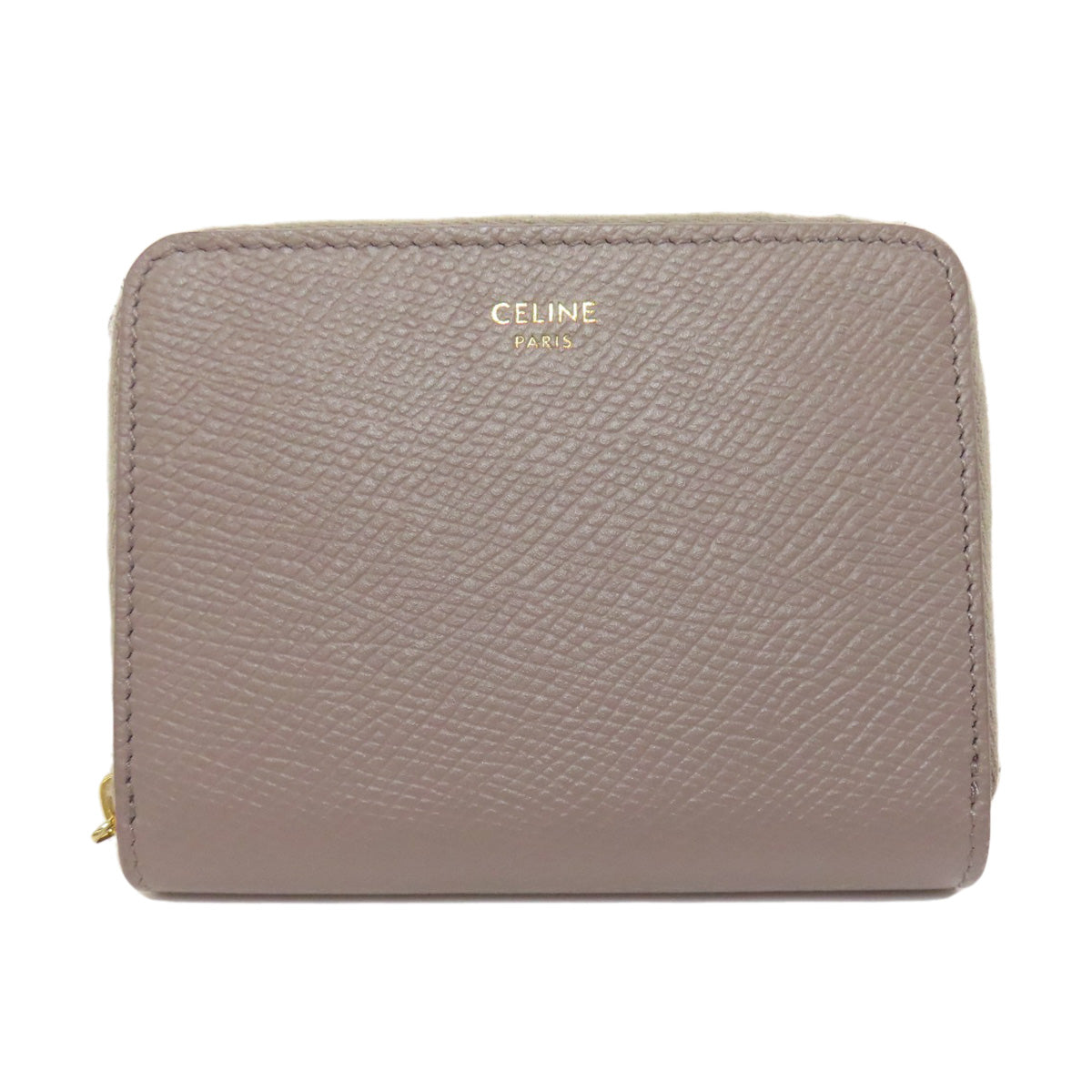 CELINE Coin case leather gray logo Women
