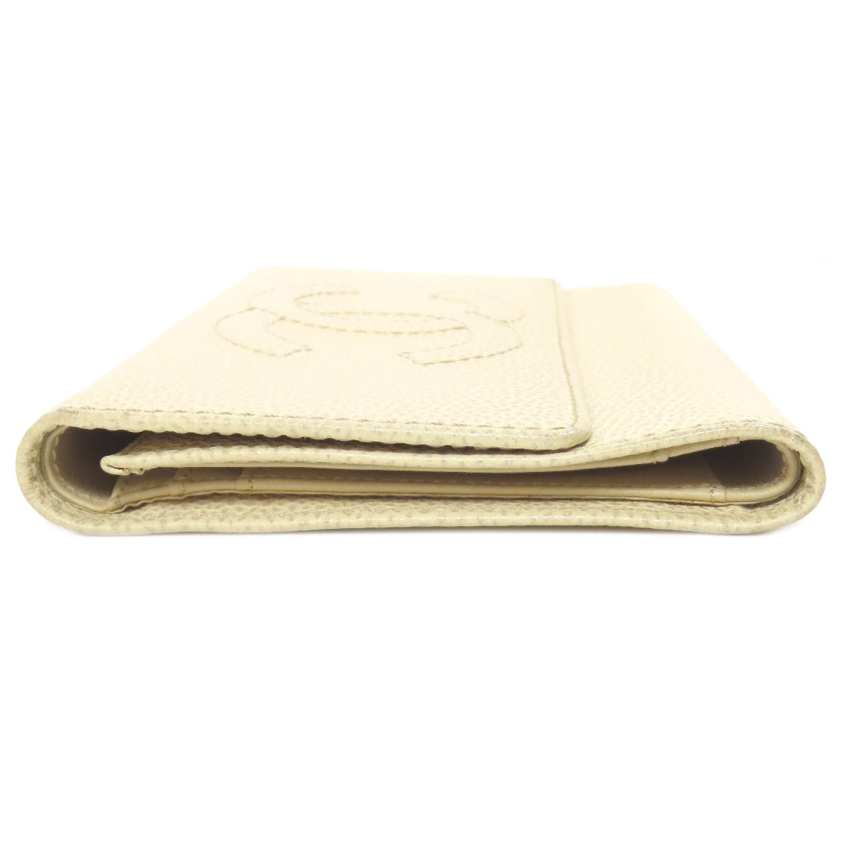 CHANEL Bifold Wallet Grained Calfskin Skin yellow COCO Mark Gold Metal Women