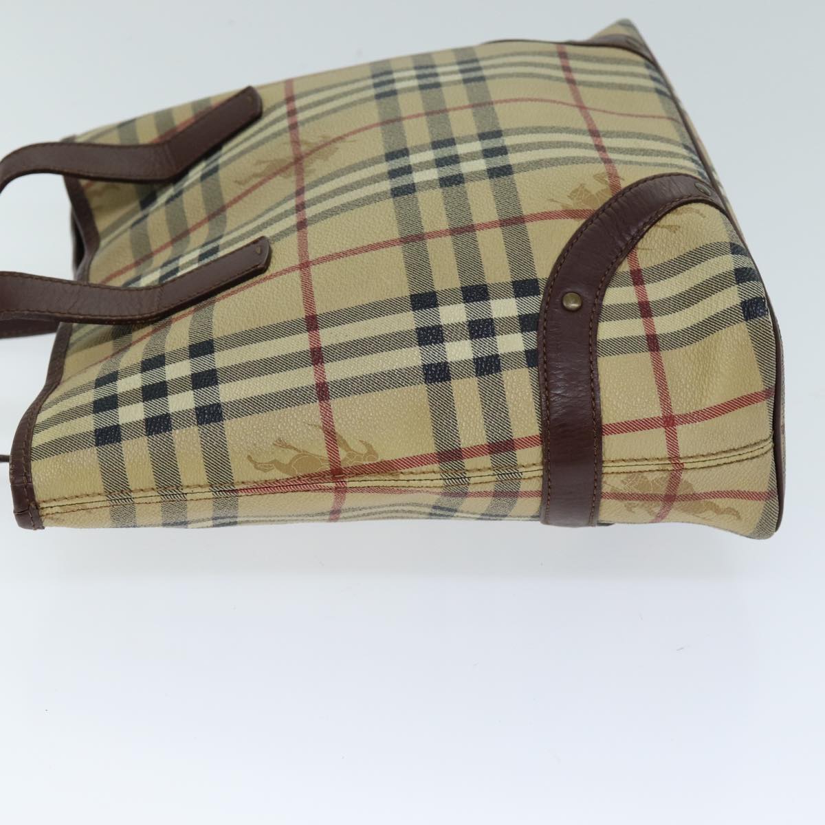 Luxury Burberry Nova Check Hand Bag PVC Beige Auth 75143