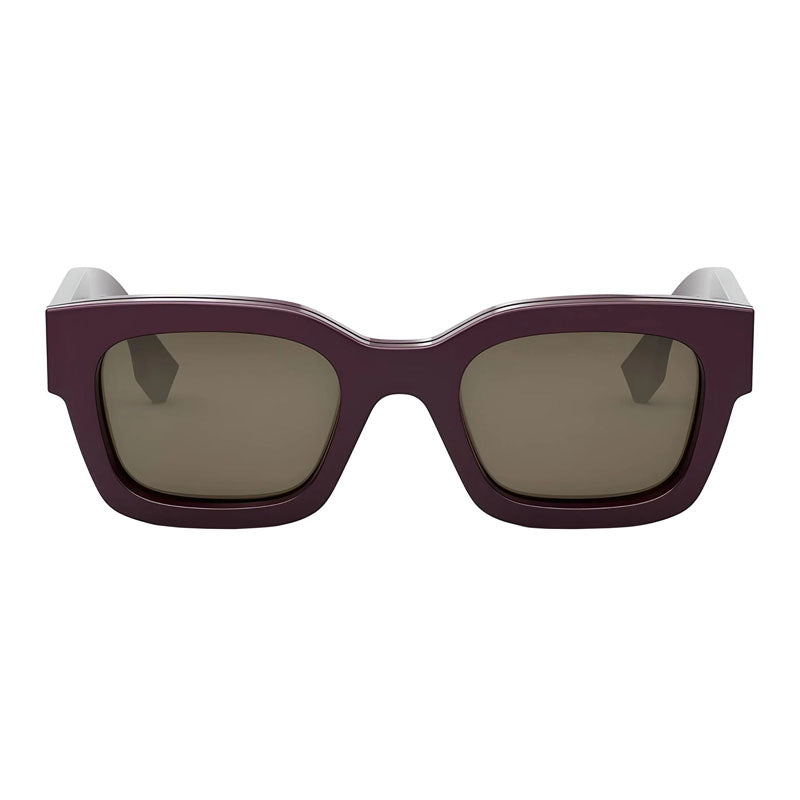 Fendi Sunglasses Square Full Rim, Red Frame and Brown Lens FE40119I69E