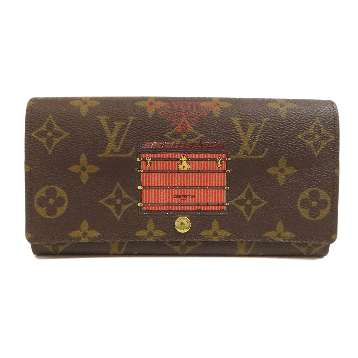 LOUIS VUITTON Long Wallet Purse M60415 Monogram canvas Brown Portefeuille Sarah Trunk Women