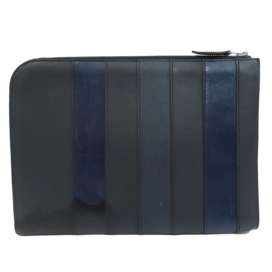HERMES Clutch bag leather black stripe