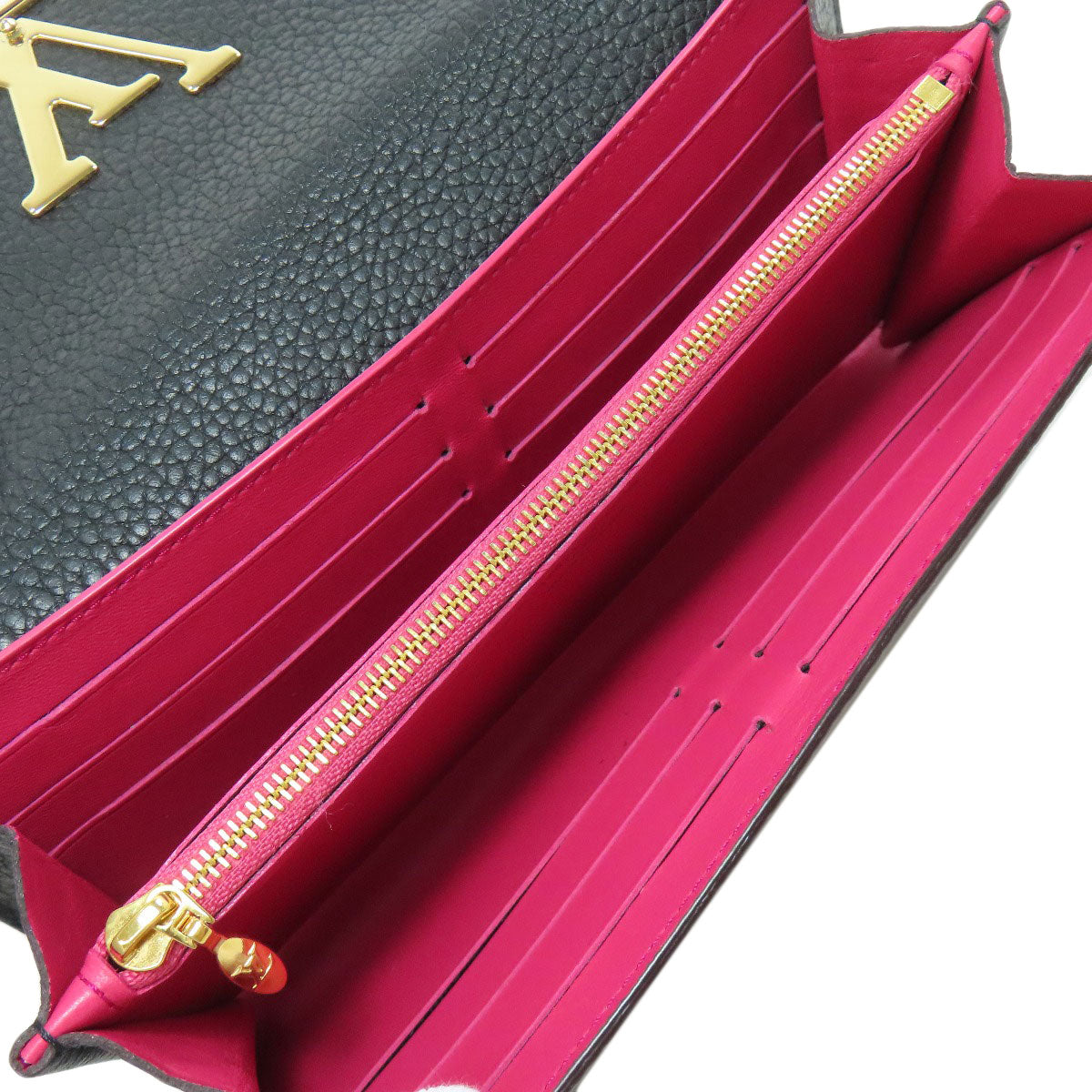 LOUIS VUITTON Long Wallet Purse M61248 Taurillon Clemence black Portefeuille Capsine