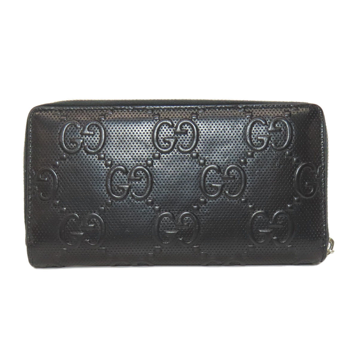 GUCCI Long Wallet Purse 625558 PVC black Zip Around GG Embossed