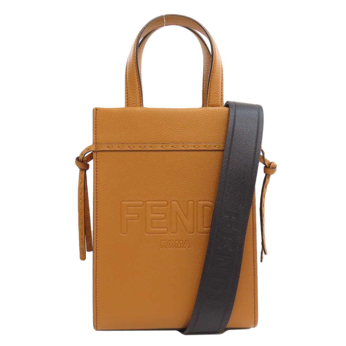 FENDI Handbag Calfskin Brown GoTo Shopper Small 2WAY Women