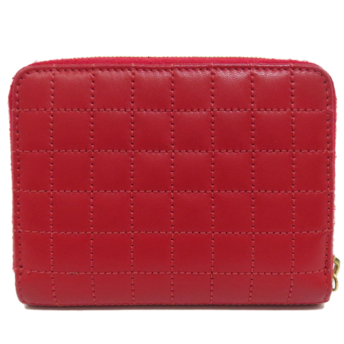 CELINE Coin case leather Red CMetal Women