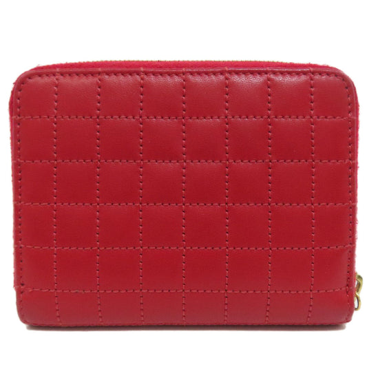 CELINE Coin case leather Red CMetal Women