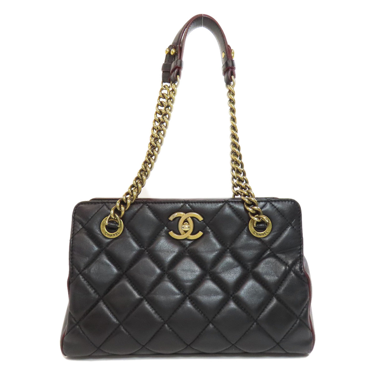 CHANEL Shoulder Bag lambskin black Chain Bag Matelasse Gold Metal