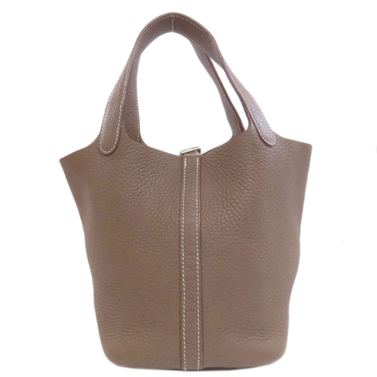HERMES Handbag Taurillon Clemence beige Picotin Lock PM Etoupe SilverMetal