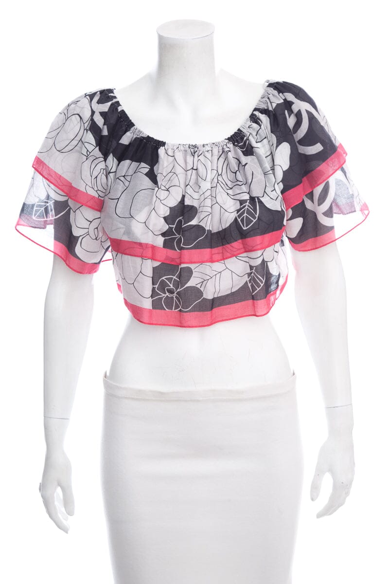 Chanel Black & White Off Shoulder Blo  SZ 38