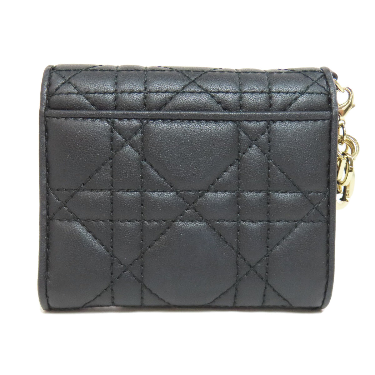 Christian Dior Bifold Wallet Calfskin black Lady Dior Compact Wallet Women