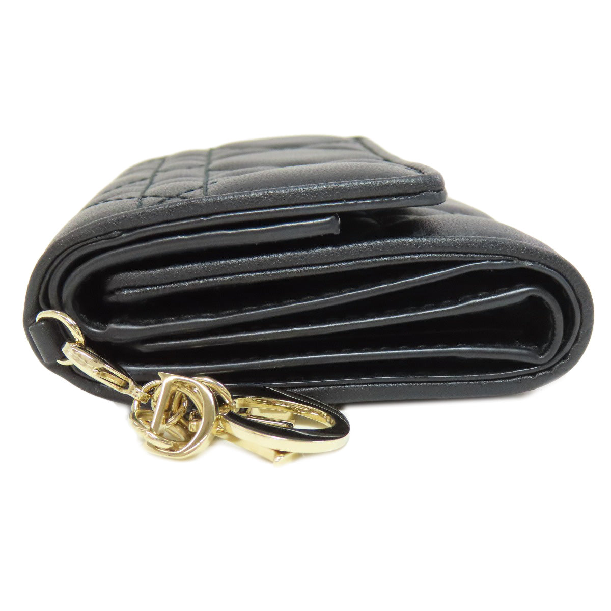 Christian Dior Bifold Wallet Calfskin black Lady Dior Compact Wallet Women