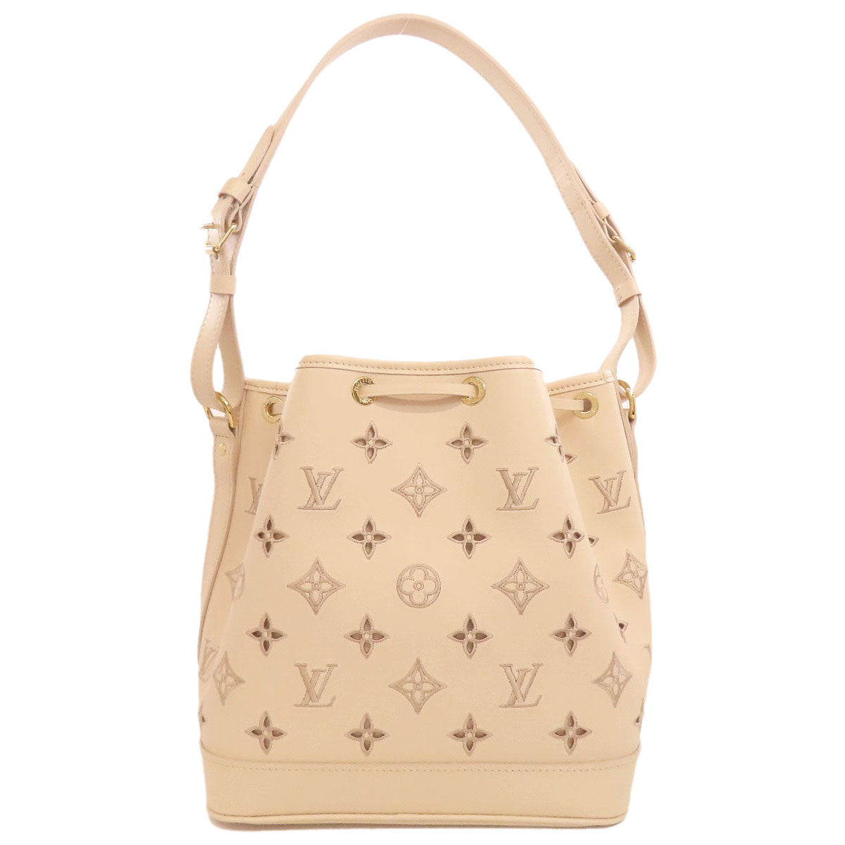 LOUIS VUITTON Handbag M22861 Calfskin beige Petit Noe Broderie Anglaise Women