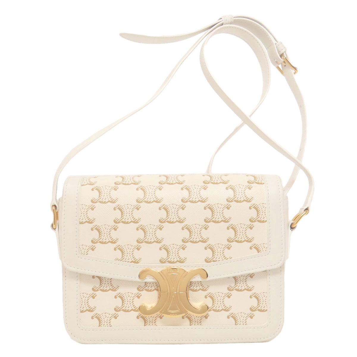 CELINE Shoulder Bag PVC , Calfskin white Teen Triomphe Women