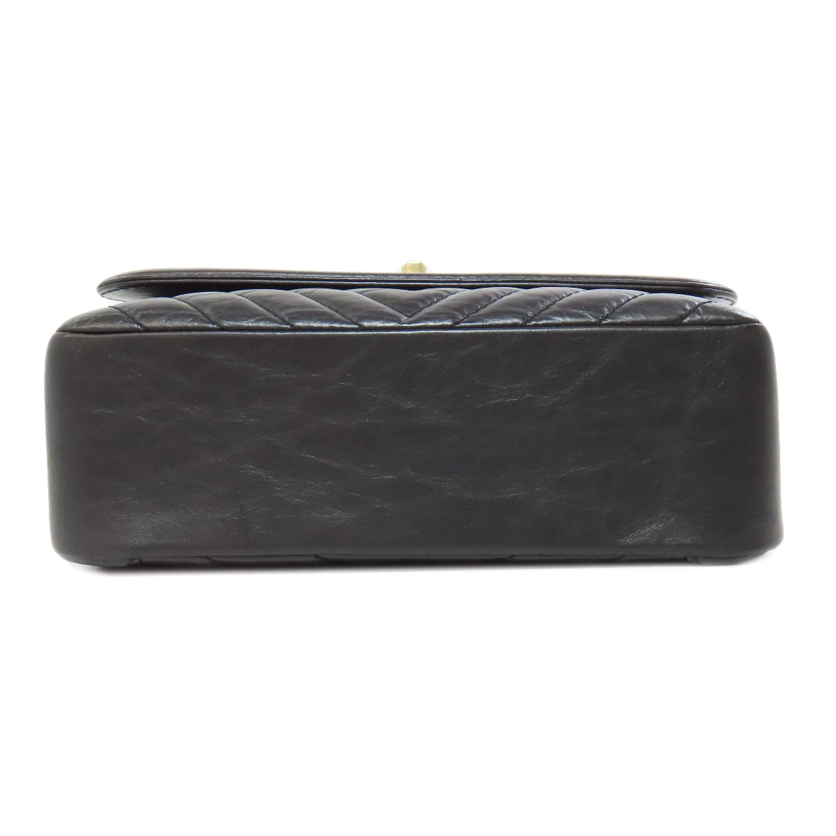 CHANEL Handbag Calfskin black Chevron Vstitch Gold Metal 2WAY Women