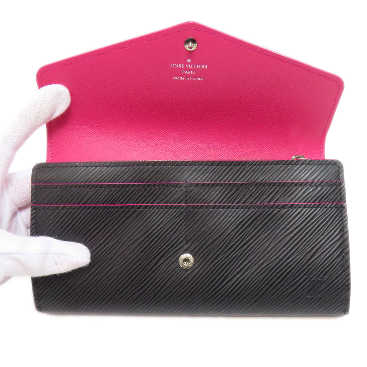 LOUIS VUITTON Long Wallet Purse M64322 Epi black Portefeuille Sara Women