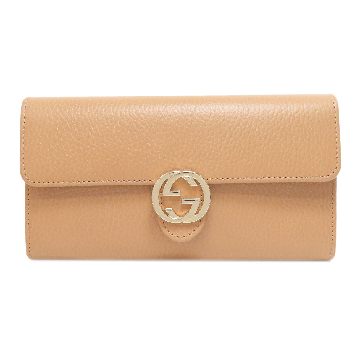 GUCCI Long Wallet Purse 615524 leather beige Interlocking G outlet Women