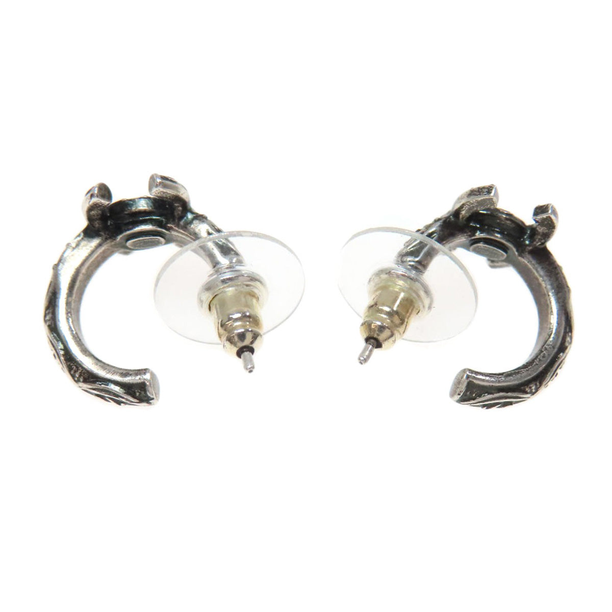 CHANEL Pierce metallic Silver COCO Mark Women