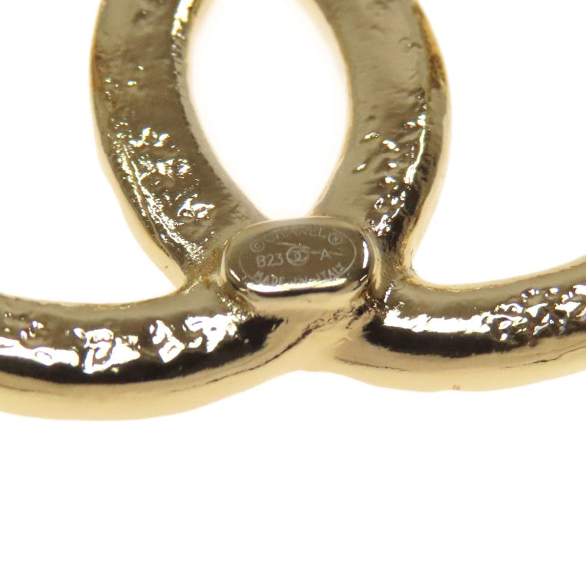 CHANEL Brooch metallic gold Tweed Pattern COCO Mark Women