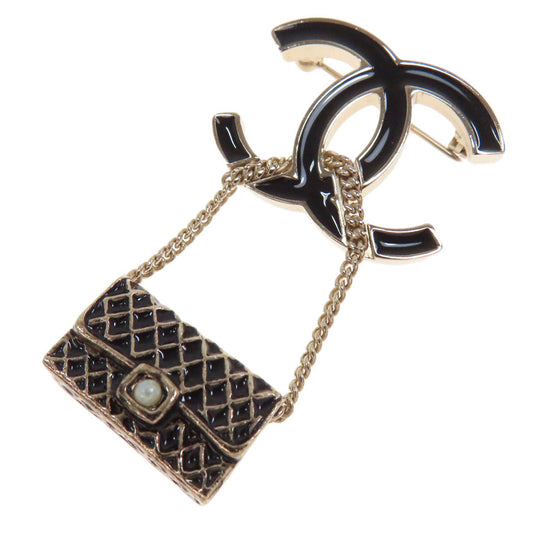 CHANEL Brooch Gold Plated gold COCO Mark Matelasse Bag Charm Women