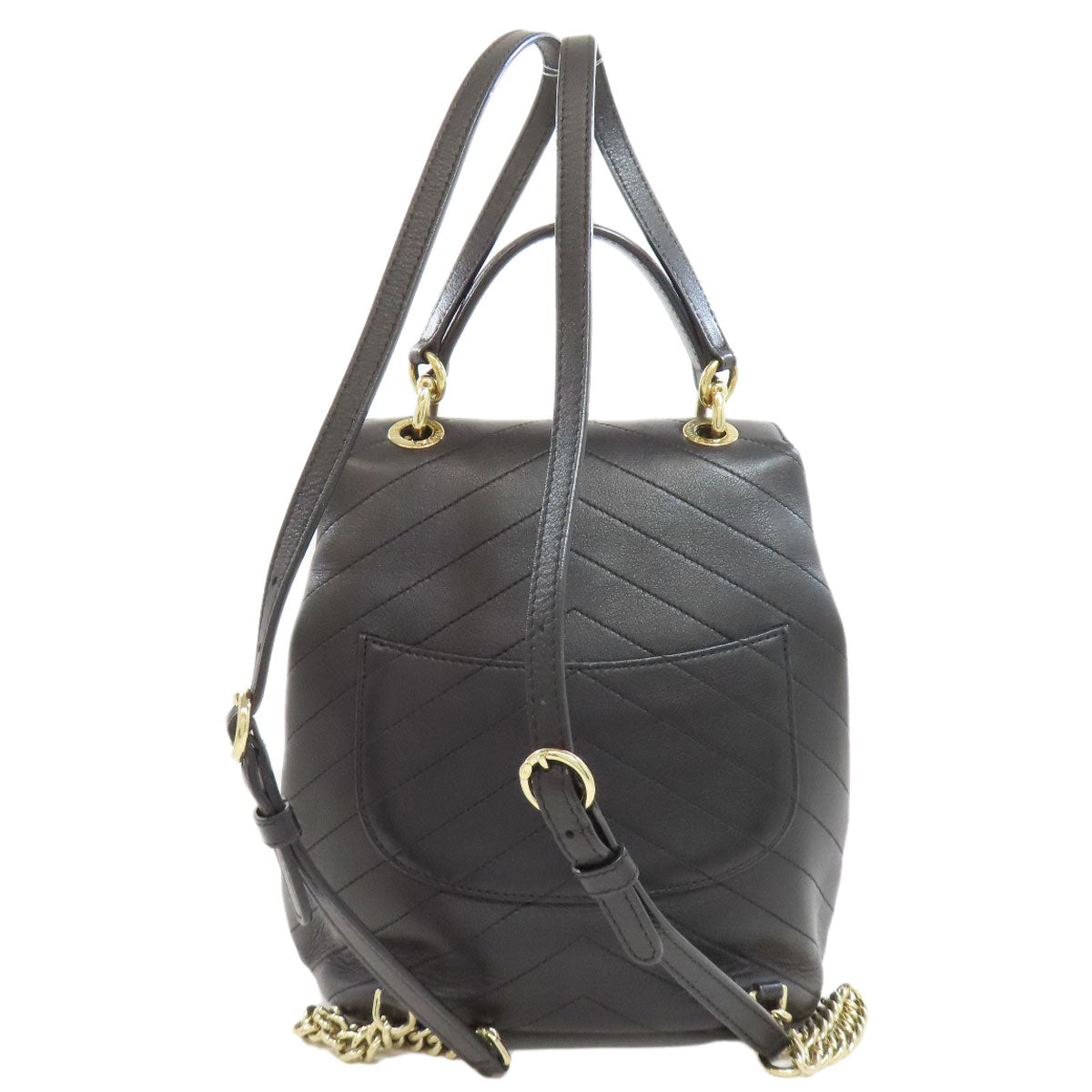 CHANEL Backpack Calfskin black Vstitch COCO Mark Gold Metal Women