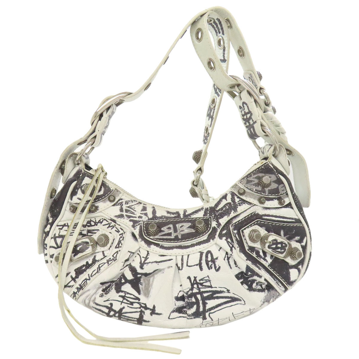 BALENCIAGA Shoulder Bag 671309 Calfskin white Le Cagole XS Women