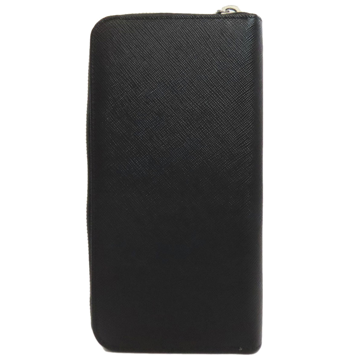 PRADA Long Wallet Purse leather black logoMetal Women