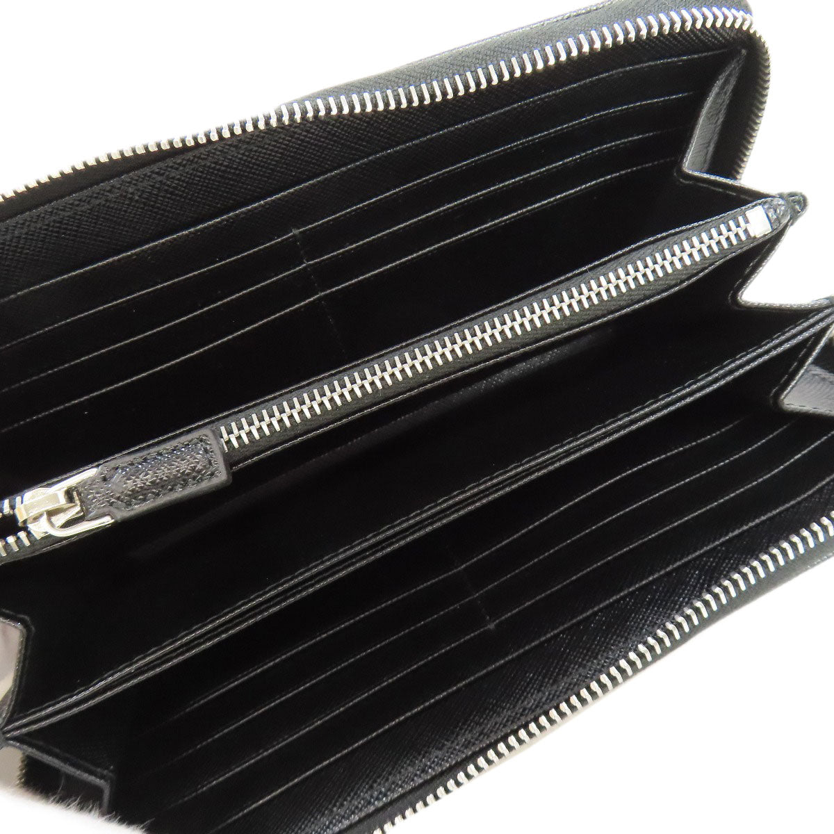 PRADA Long Wallet Purse leather black logoMetal Women