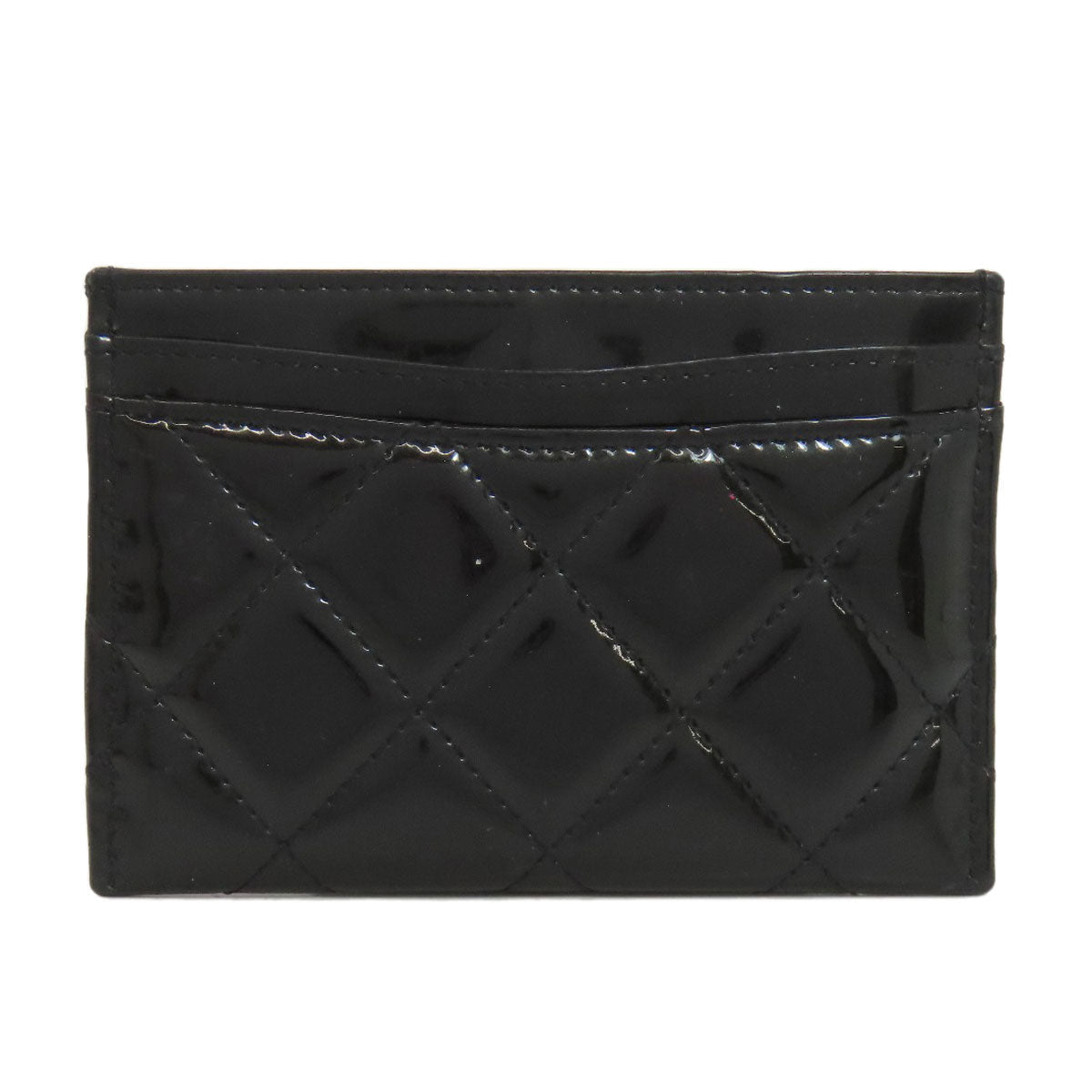 CHANEL Card Case Patent leather black Matelasse COCO Mark SilverMetal Women