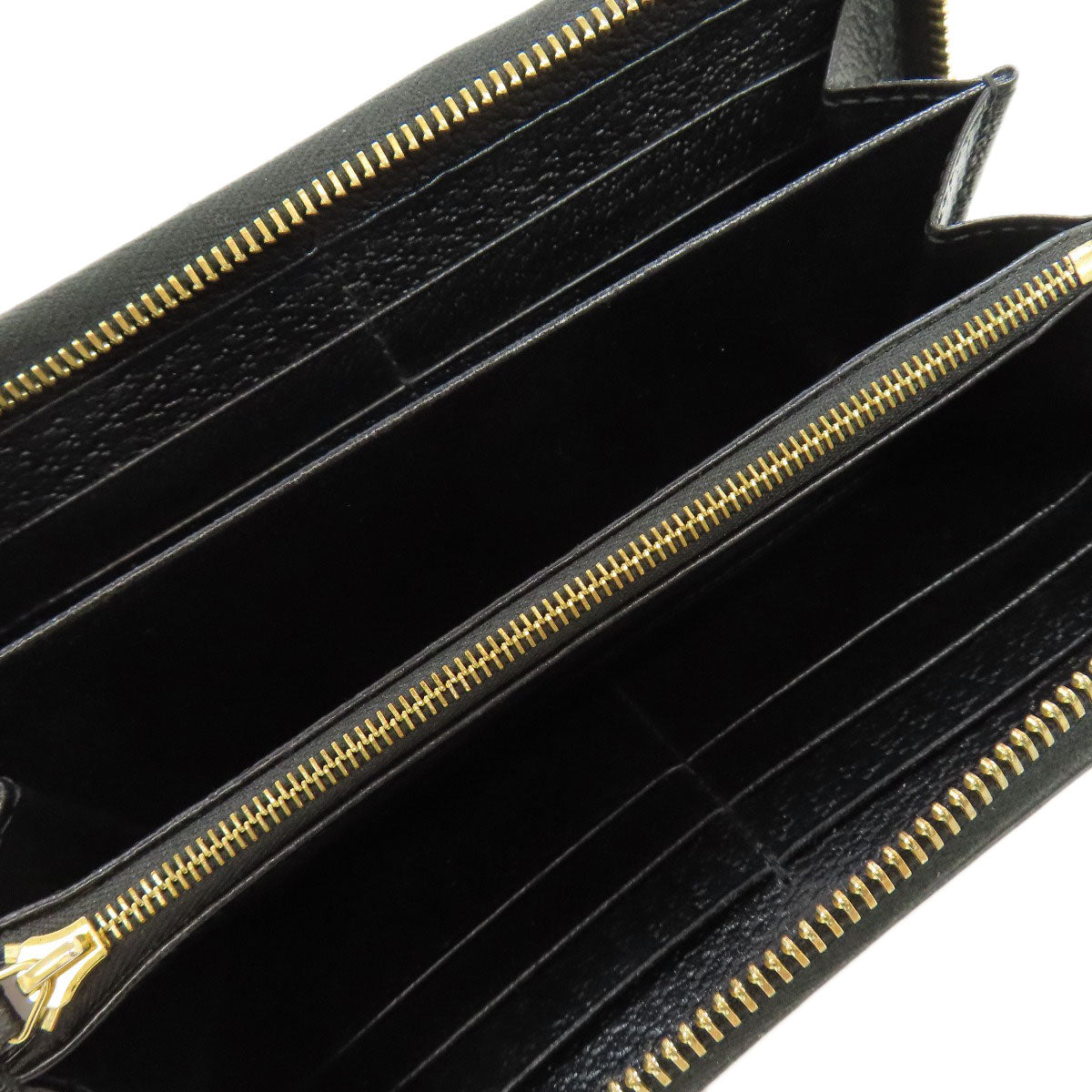 GUCCI Long Wallet Purse 700484 leather black Zip Around Horsebit Women