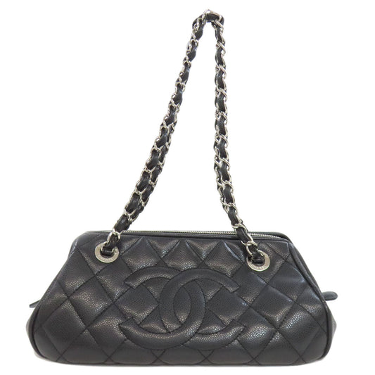 CHANEL Tote Bag Grained Calfskin Skin black Matelasse SilverMetal