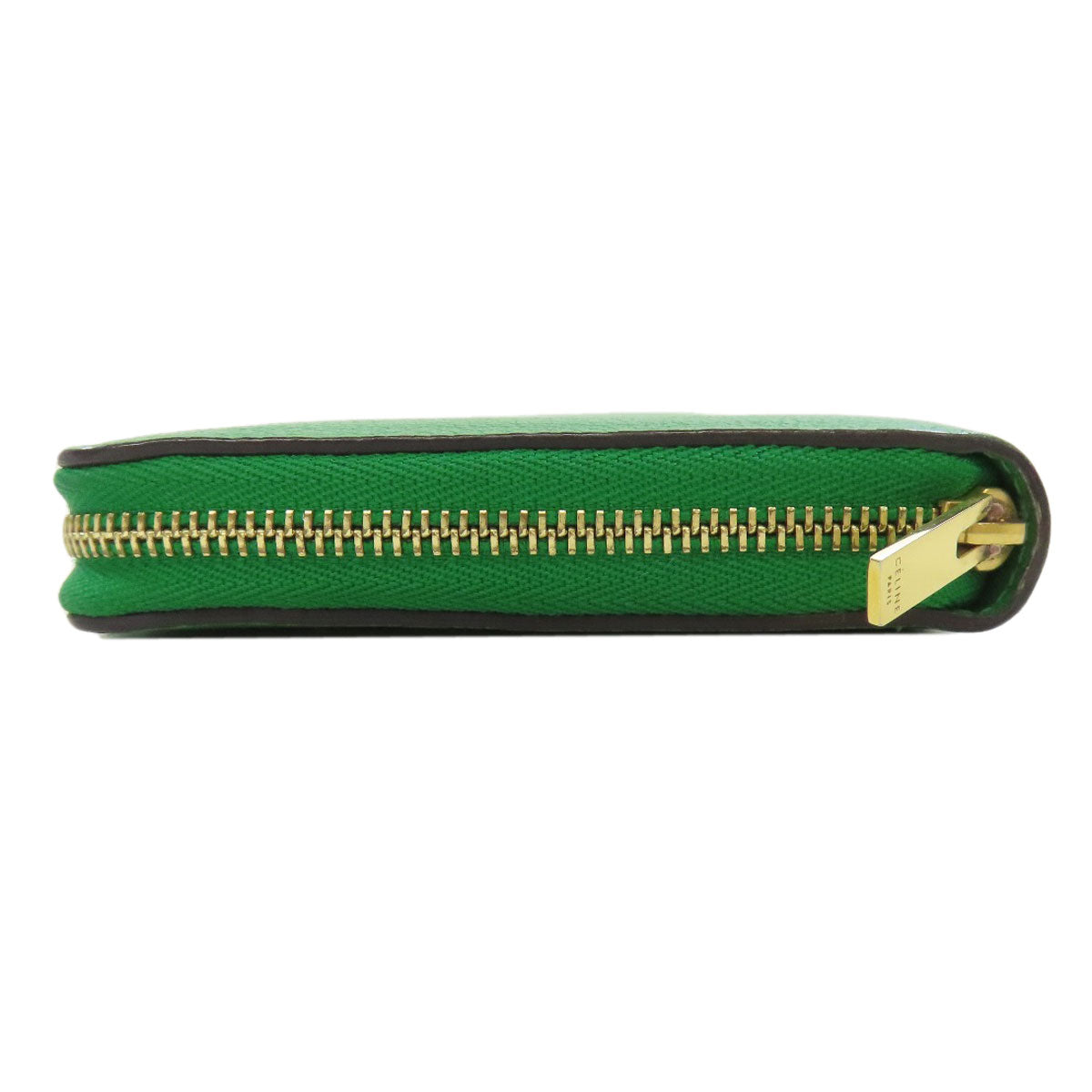 CELINE Long Wallet Purse leather green logo Women