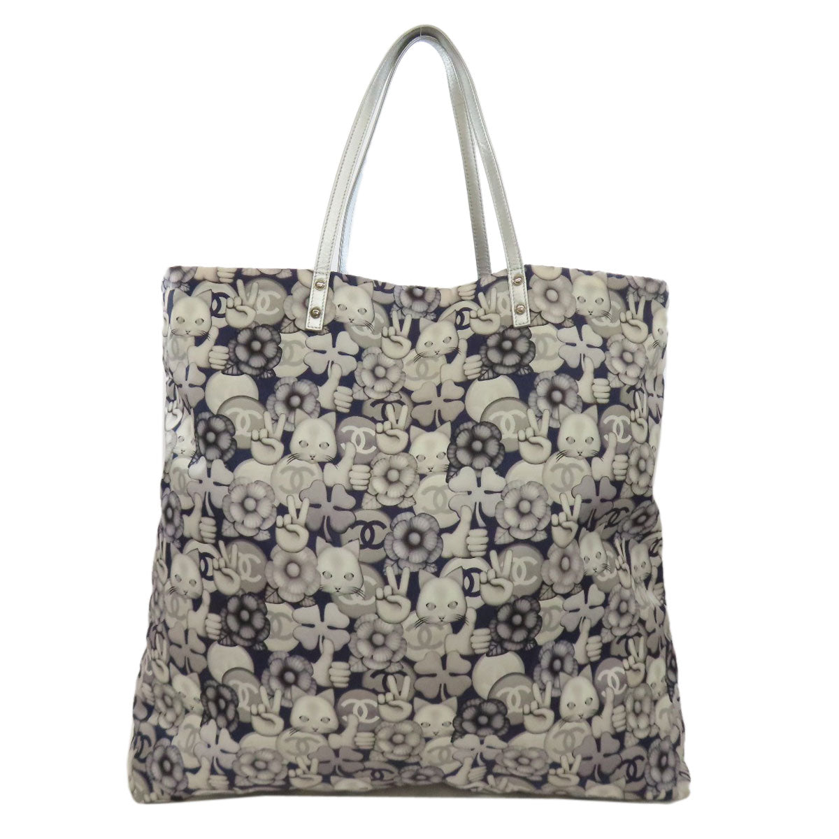 CHANEL Tote Bag Nylon gray Cat motif Women