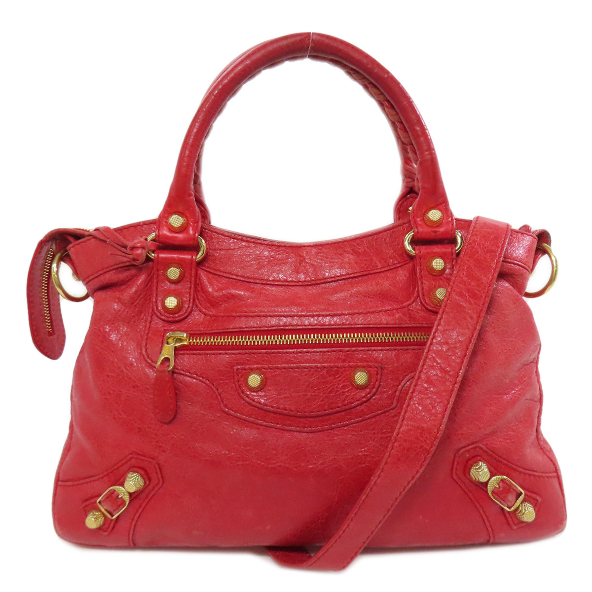 BALENCIAGA Handbag leather Red Giant town