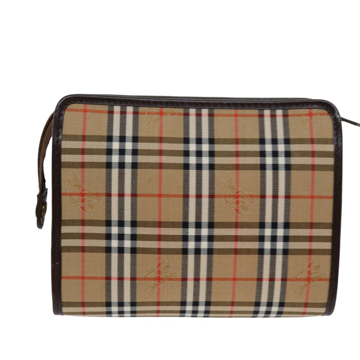 Luxury BurberrySs Nova Check Clutch Bag Canvas Beige Auth 75441
