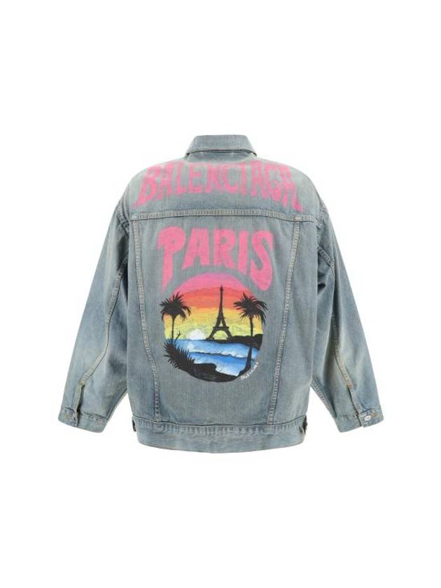 Luxury Balenciaga Trending 2026 Paris Tropical Denim Jacket Blue