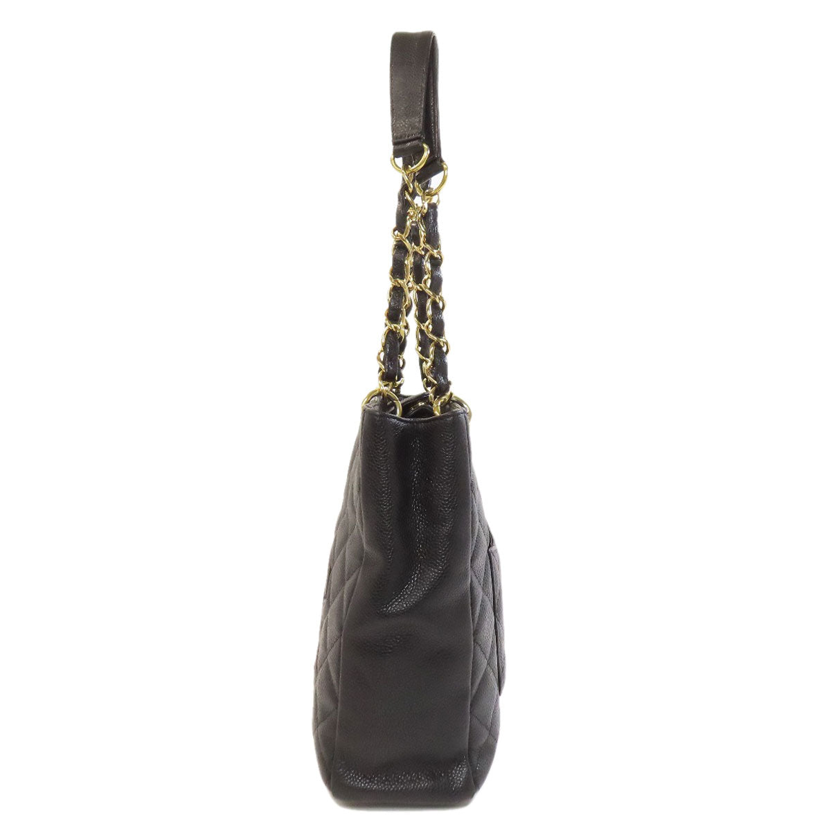 CHANEL Tote Bag Grained Calfskin Skin black Matelasse Gold Metal