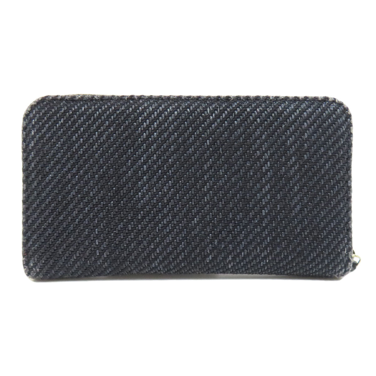 CHANEL Long Wallet Purse canvas Navy Deauville small zip wallet Women