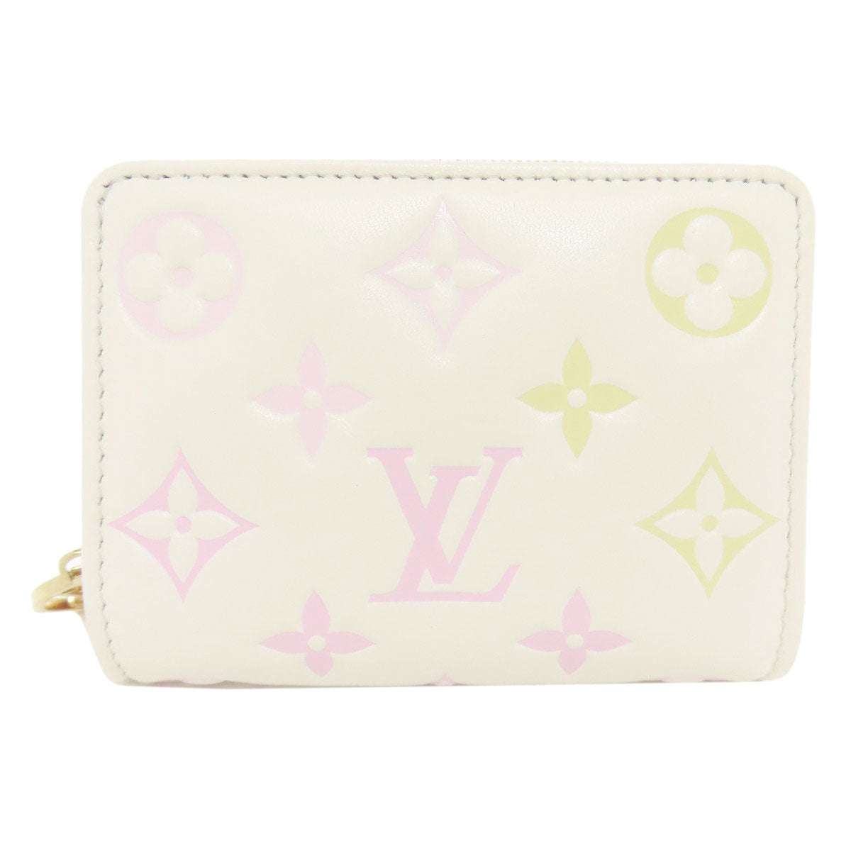 LOUIS VUITTON Bifold Wallet M11909 Calfskin white Portefeuille�ELoup Monogram Flower Women