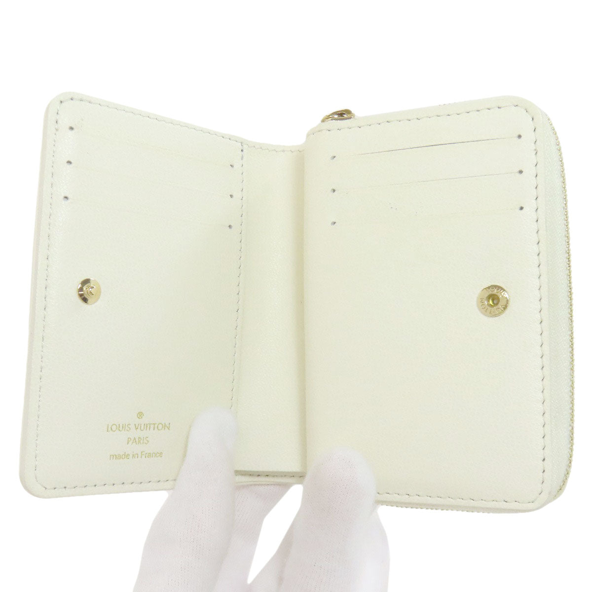 LOUIS VUITTON Bifold Wallet M11909 Calfskin white Portefeuille�ELoup Monogram Flower Women