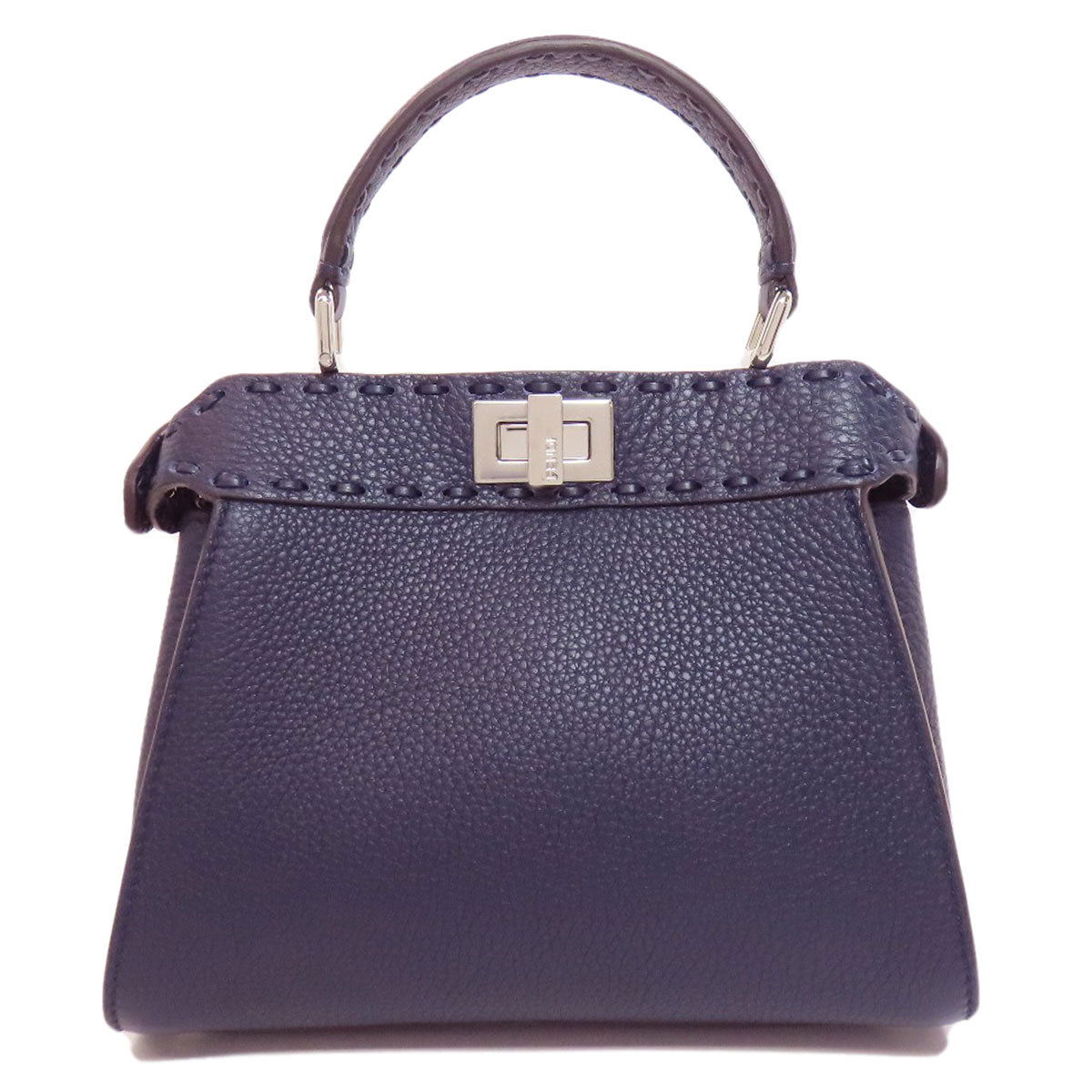 FENDI Handbag Calfskin Navy Peekaboo Mini Selleria 2WAY Women