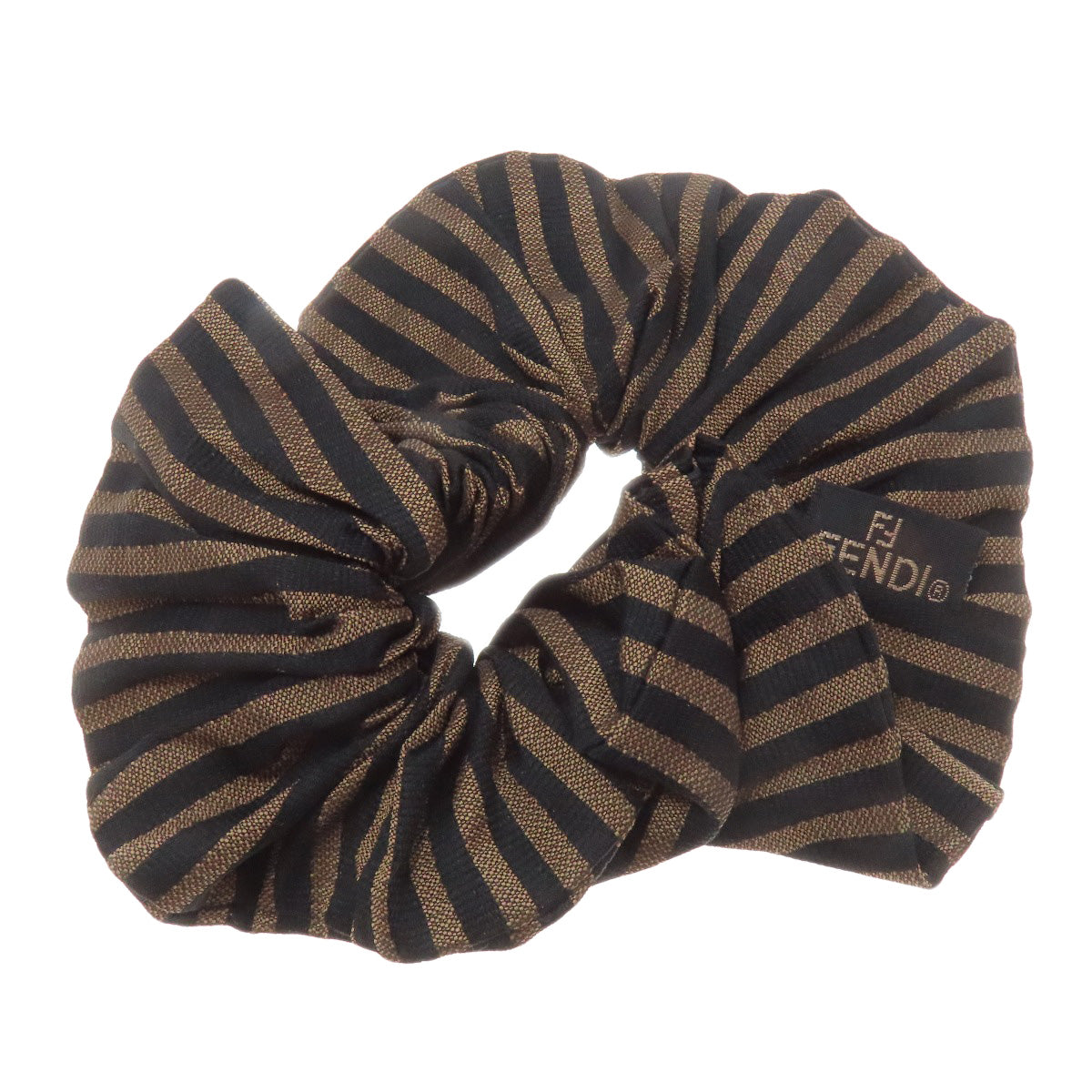 FENDI hair accessory Nylon canvas Brown Scrunchie Pecan Women
